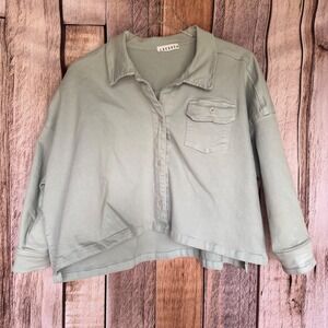 LACAUSA Crop Work Shirt Light Green Minimal Utility Capsule Neutral USA Size XS